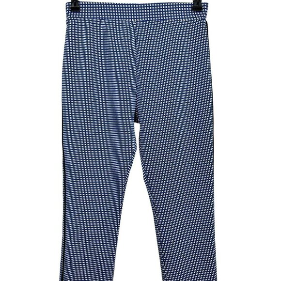 ZARA Jacquard Blue White Jacquard Leggings Zip Hem Size Small - Picture 5 of 14